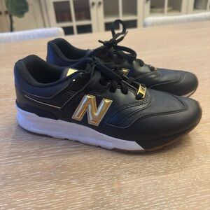 New Balance 997H Black & Metallic Gold Sneakers (CW997HAI) | Size 8